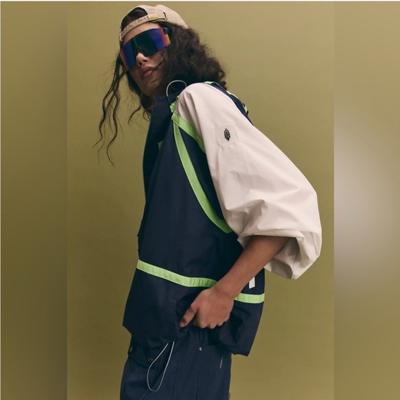 3471. FREE PEOPLE Like The Wind Logo Jacket in Navy NWOT $98 - Picture 3 of 6